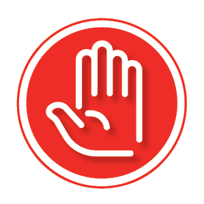 Eliminate icon Icon of hand on red background (similar to stop sign) to illustrate Eliminate lead paint