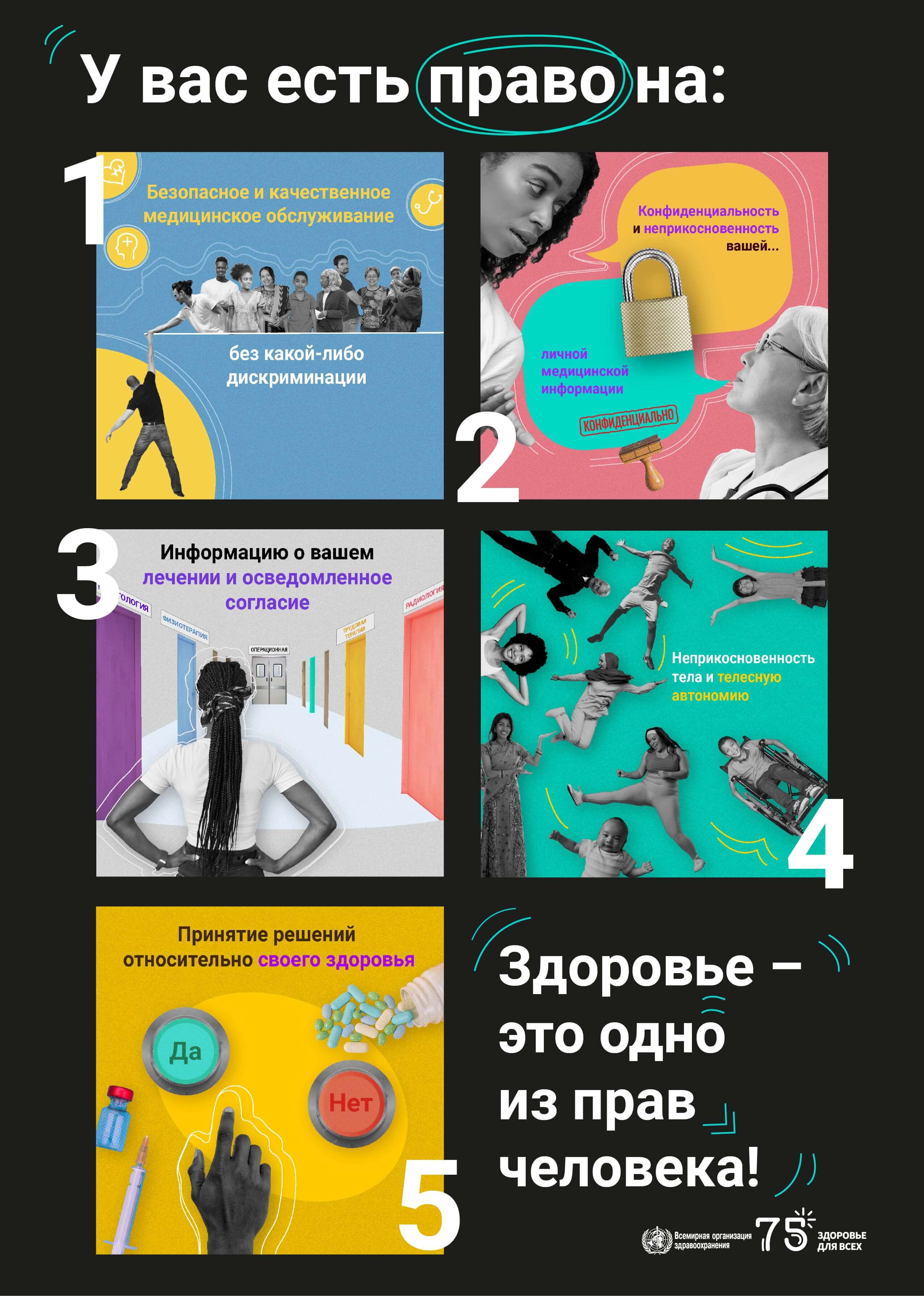 ru-2023HRD-poster 2023 Human Rights Day poster "Health is a human right" in Russian