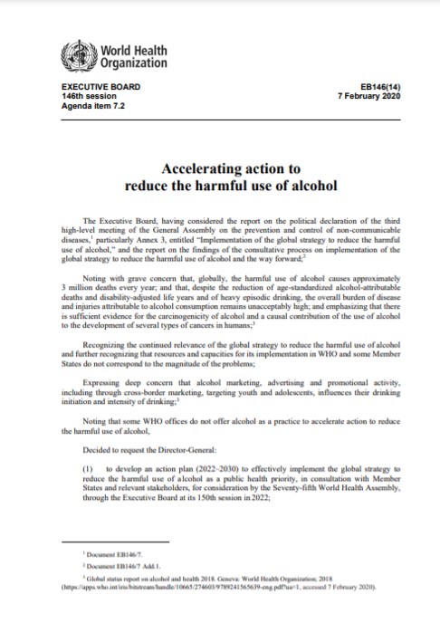 eb146_14en Accelerating action to reduce the harmful use of alcohol
