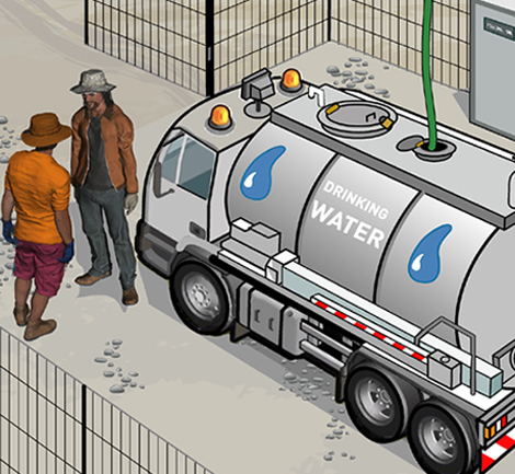 Filling station and a water cart