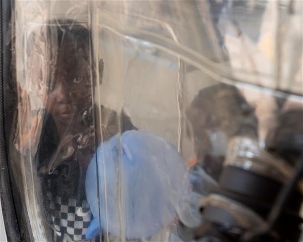 Ebola virus disease (EVD) outbreak in the Democratic Republic of Congo A child inside of a "CUBE" at the ALIMA Ebola Treatment Centre (ETC).