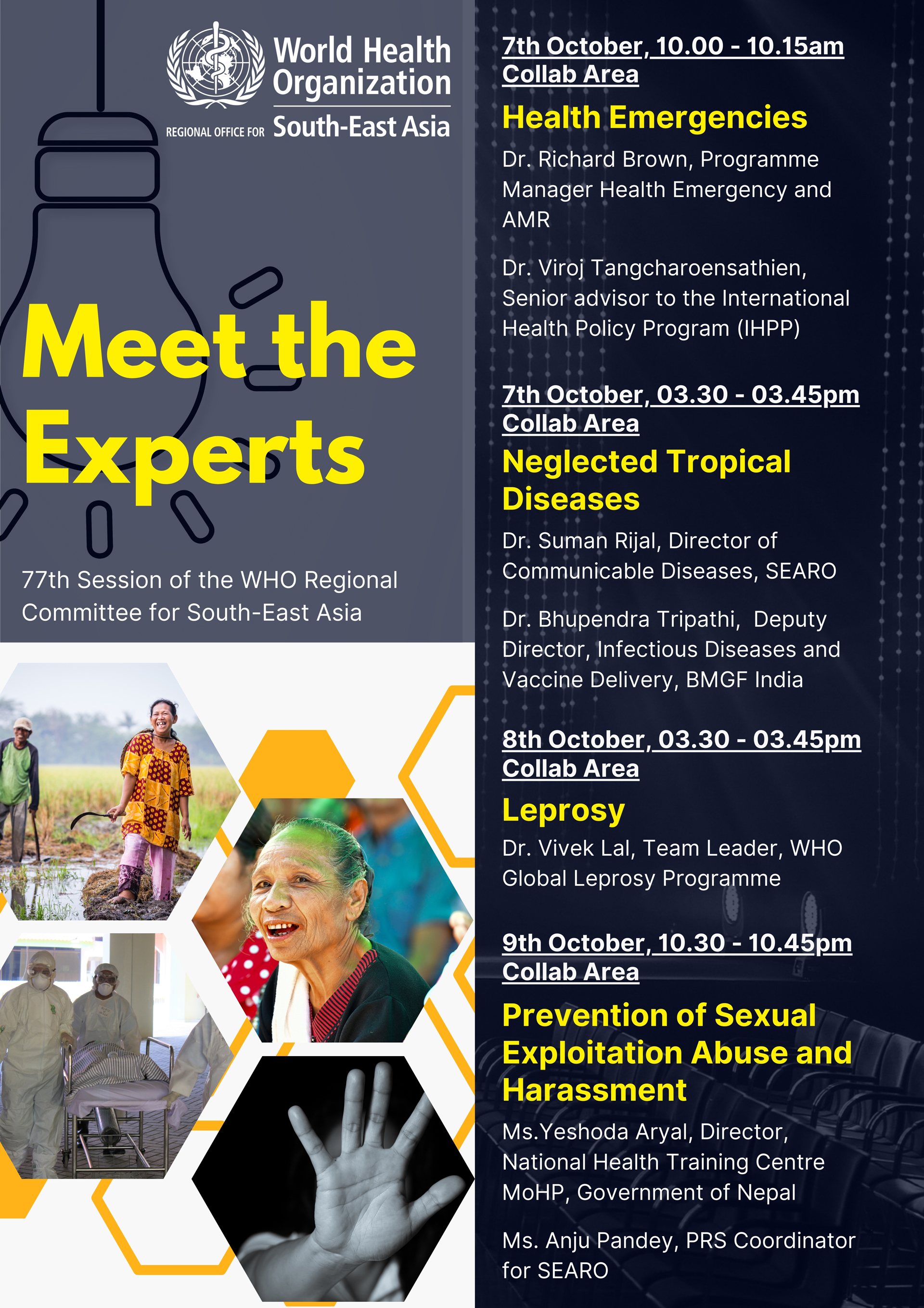 Meet-the-Experts-77th-Session-of-the-WHO-Regional-Committee-for-South-East-Asia flyer for Meet the Experts-77th Session of the WHO Regional Committee for South-East Asia