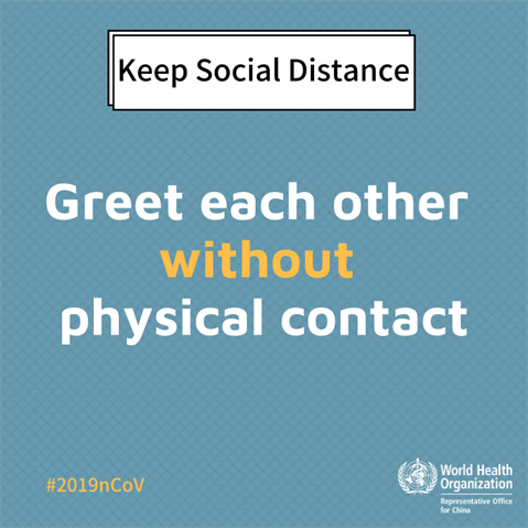 Greet each other without physical contact Infographic of text