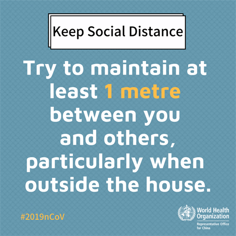 Maintain at least 1 metre distance from others Infographic of text