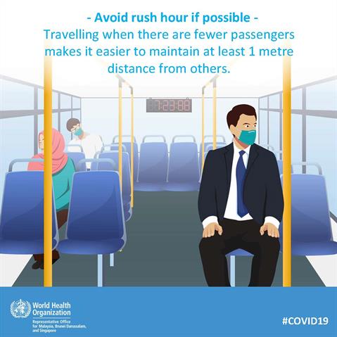 Avoid rush hour if possible Infographic visualising the recommended advice.