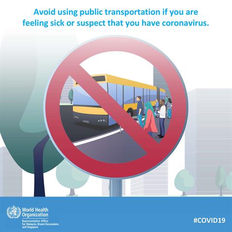 Avoid using public transportation if you are feeling sick Infographic of text