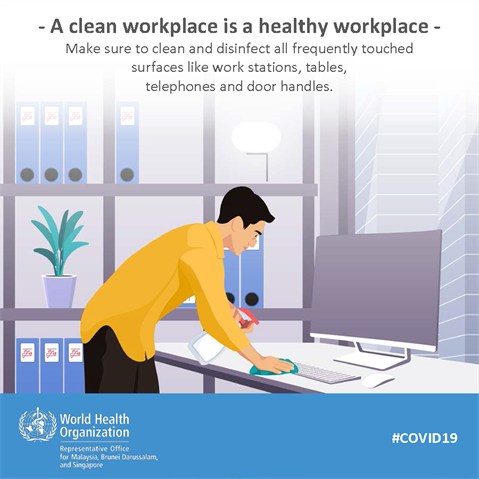 A clean workplace is a healthy workplace Infographic of text