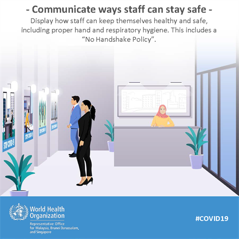 Communicate ways staff can stay safe Infographic of text