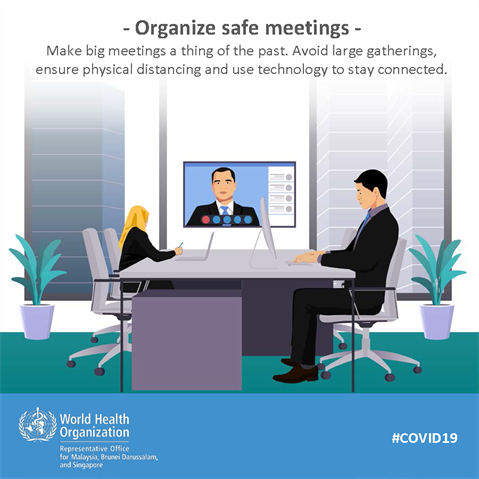 Organize safe meetings Infographic of text