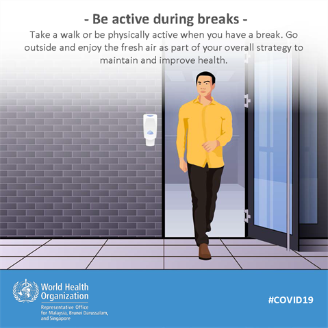 Be active during breaks Infographic of text