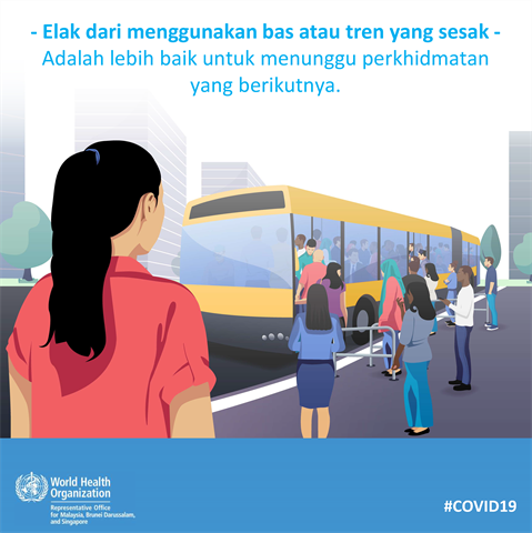 Avoid using crowded buses or trains Infographic of text