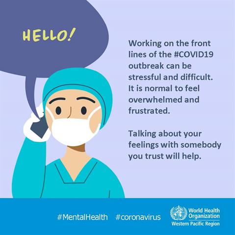 Frontliners and stress Infographic of text