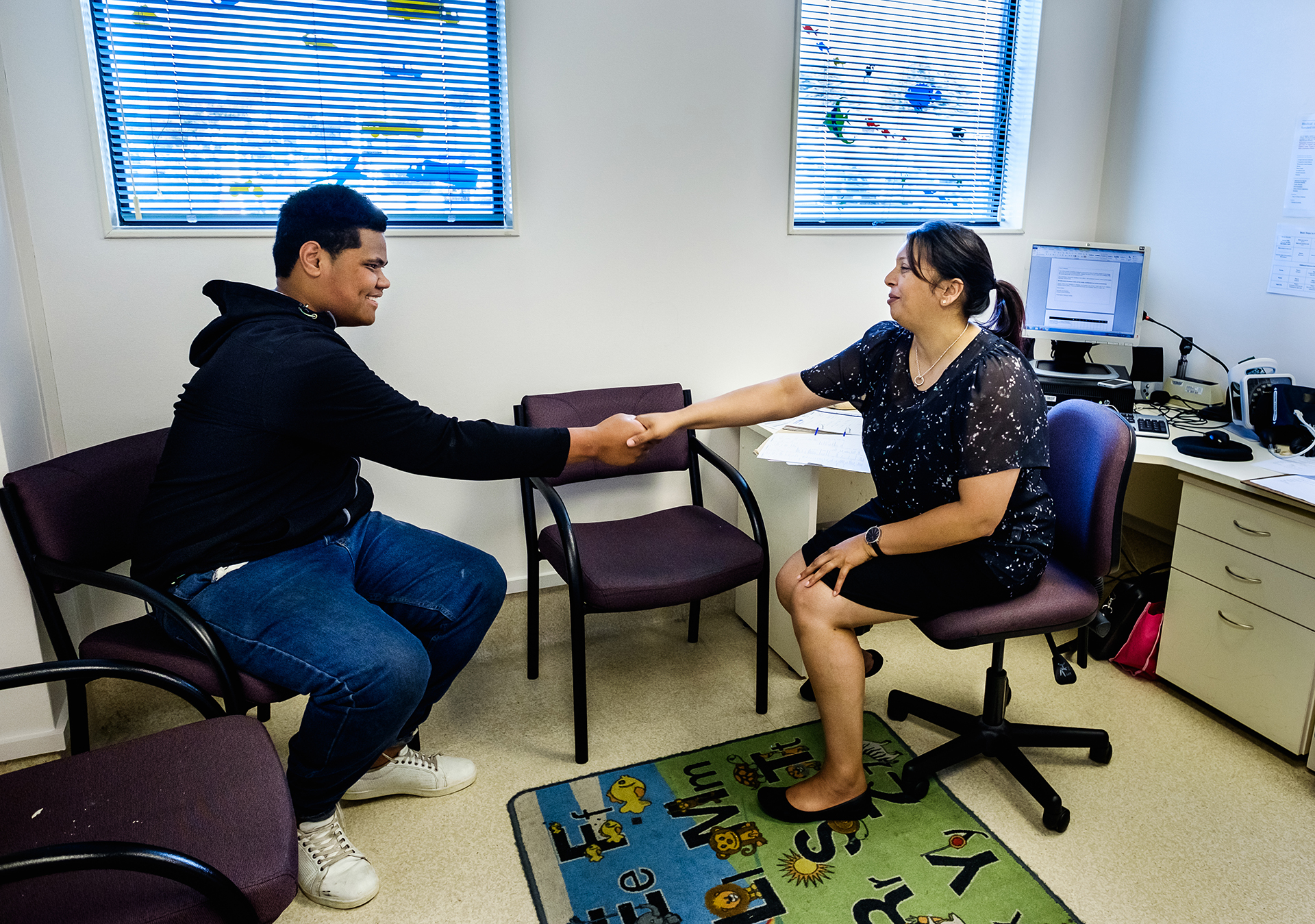 F14_22042017_NZ_9253 A rheumatic fever patient consults with a dentist at the Manukau Superclinic in South Auckland.