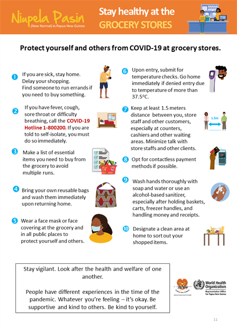Stay healthy in the grocery stores Infographic of text