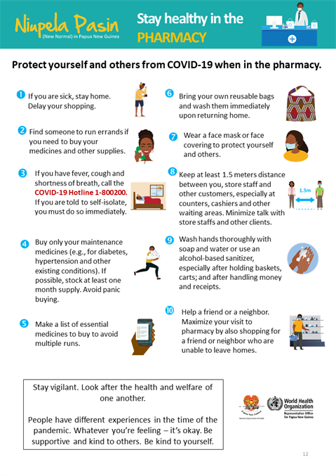 Stay healthy in the pharmacy Infographic of text