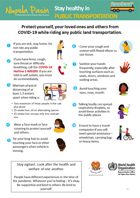 Stay healthy in public transportation Infographic of text