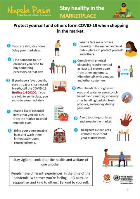 Stay healthy in the marketplace Infographic of text