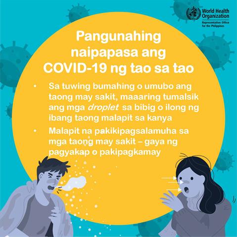 COVID-19 spread primarily from person to person Infographic visualising the recommended advice.