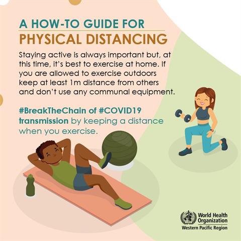 Keep distance when you  exercise Infographic of text